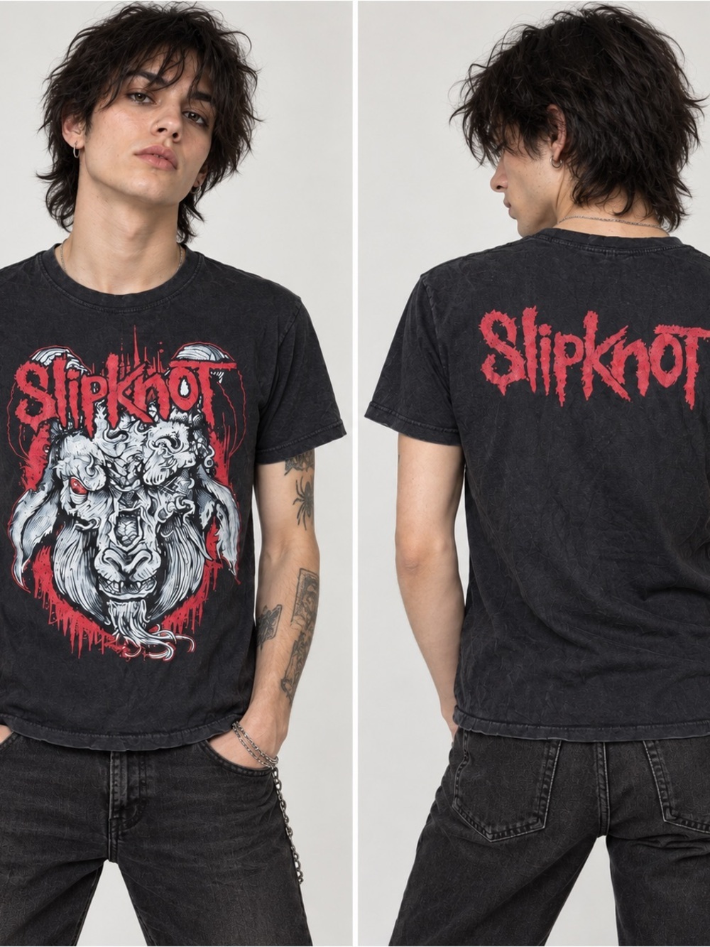 VTG Slipknot Band T-Shirt Size Small Two Sided Graphic Single Stitch Black